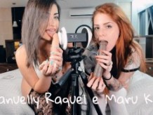 ASMR 3DIO Mamada Emanuelly Raquel Y Marukarv Brasileñas Chicas ORAL BBC