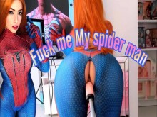 Mary Jane Spider Man cosplay follando con su máquina sexual SEXO ANAL