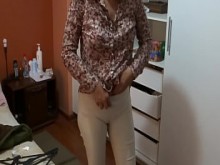 Gran compilación, madrastra y se acaricia mientras me masturbo frente a ella