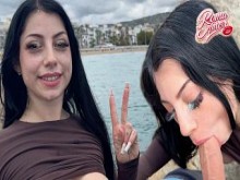 Sexo amateur en la playa con una latina morena caliente, ¡casi nos pillan! -Roma Amor